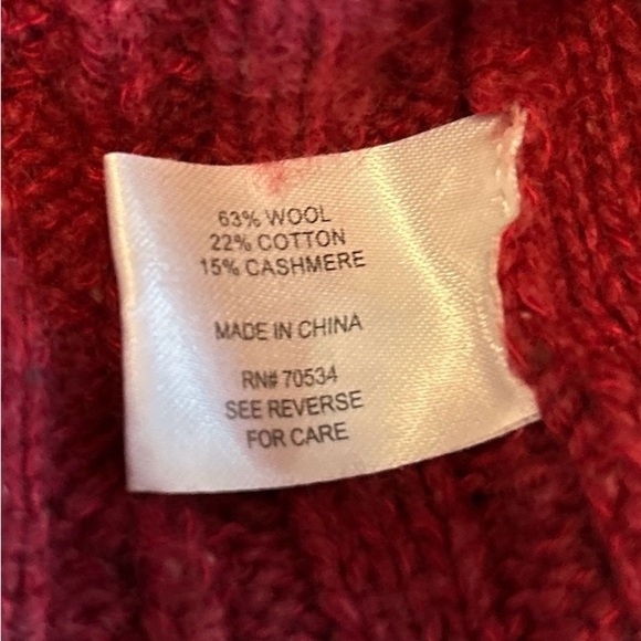Orvis Sweater Wool Cashmere Burgundy Fishermans Cable Knit Turtleneck Sz Medium. - Picture 6 of 9